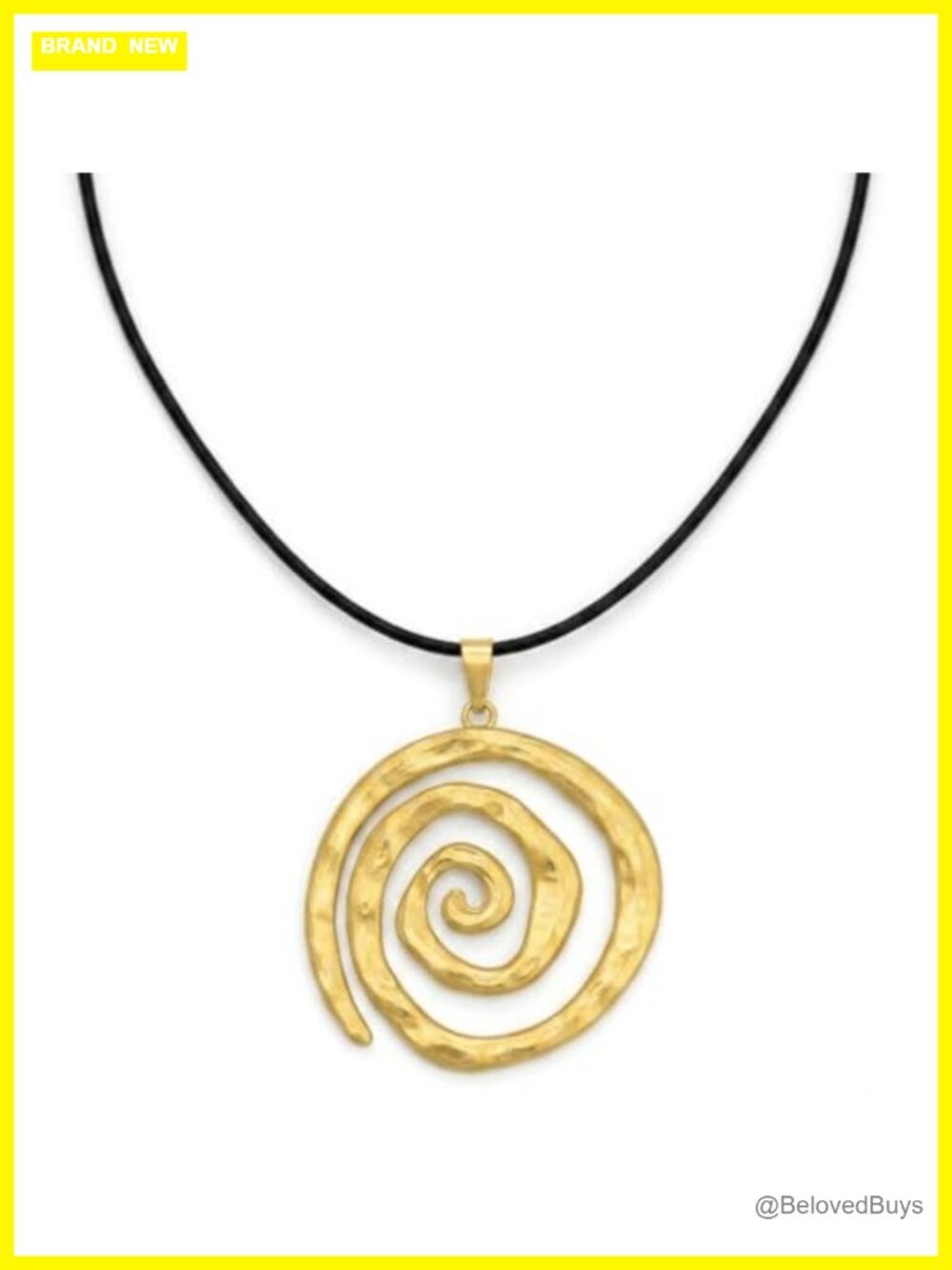 Spiral Swirl Pendant Necklace Adjustable Leather Cord Y2K Alt Jewelry